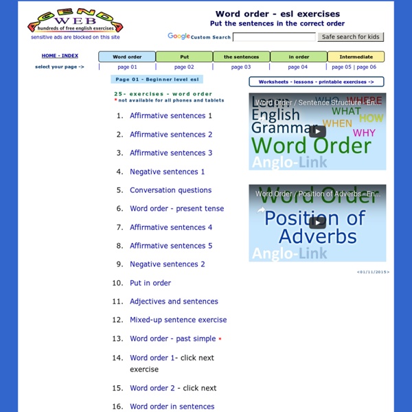 Grammar exercises: word order