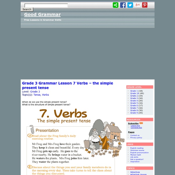 Grade 3 Grammar Lesson 7 Verbs - the simple present tense - Good Grammar