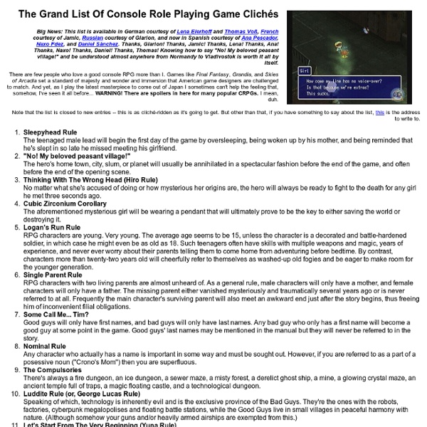The Grand List of Console Role Playing Game Cliches