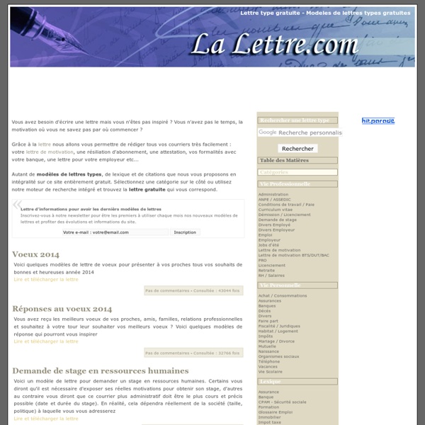 Lettre type gratuite - Modeles de lettres types gratuites