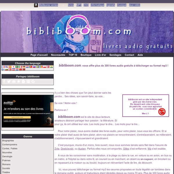 Livres audio gratuits à télécharger au format mp3 bibliboom Pearltrees