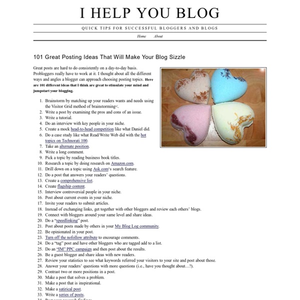 101 Great Posting Ideas That Will Make Your Blog Sizzle
