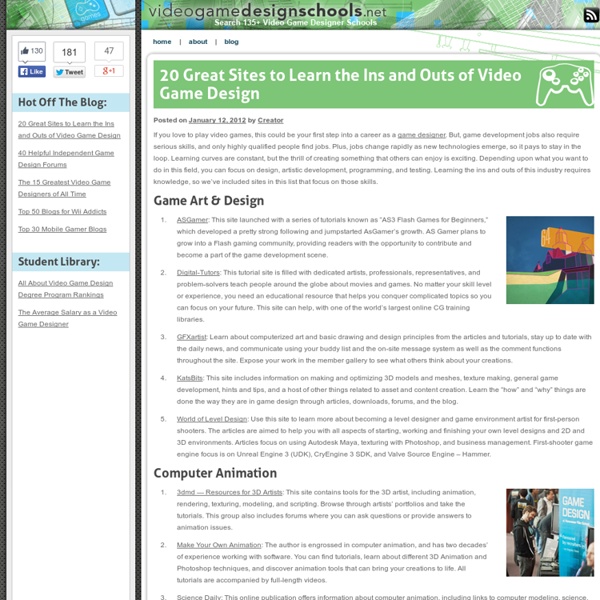 20 Great Sites to Learn the Ins and Outs of Video Game Design