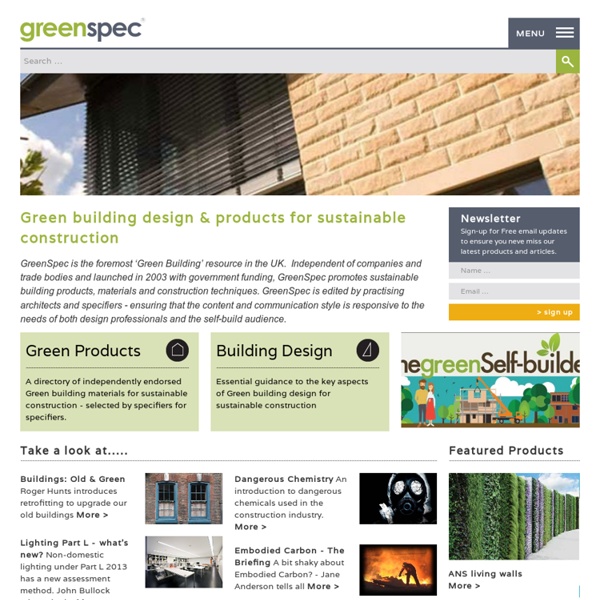GreenSpec - Green Building Design, Products and Materials in the UK