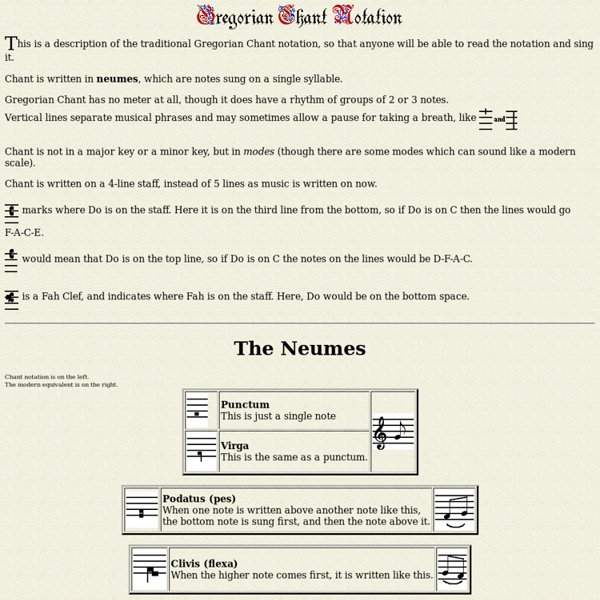 Gregorian Chant Notation