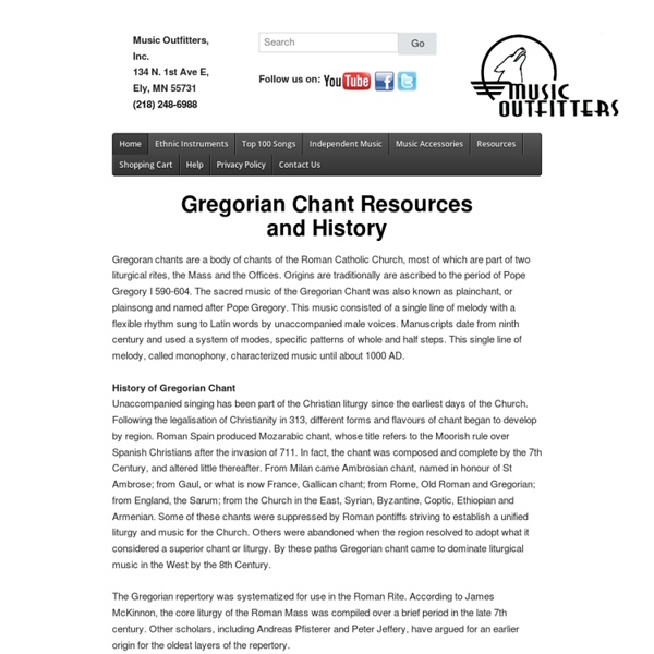 Gregorian Chant Resources and History