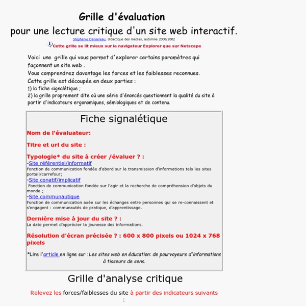 Grille d'analyse critique  Pearltrees