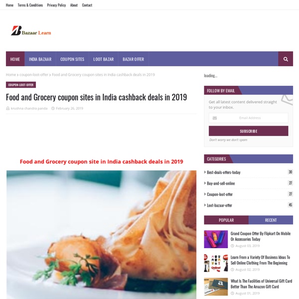 Food and Grocery coupon sites in India cashback deals in 2019