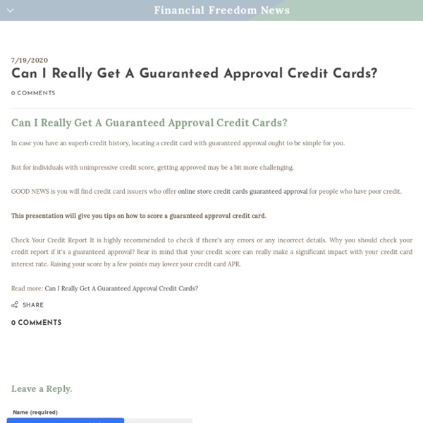 Can I Really Get A Guaranteed Approval Credit Cards?