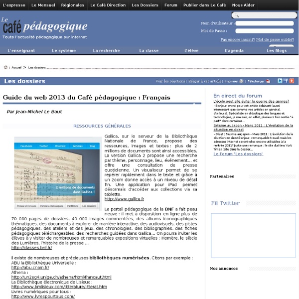 Guide du web 2013 du Café pédagogique : Français
