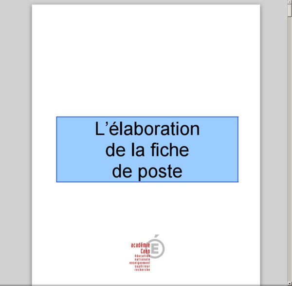 Guide de la fiche de poste