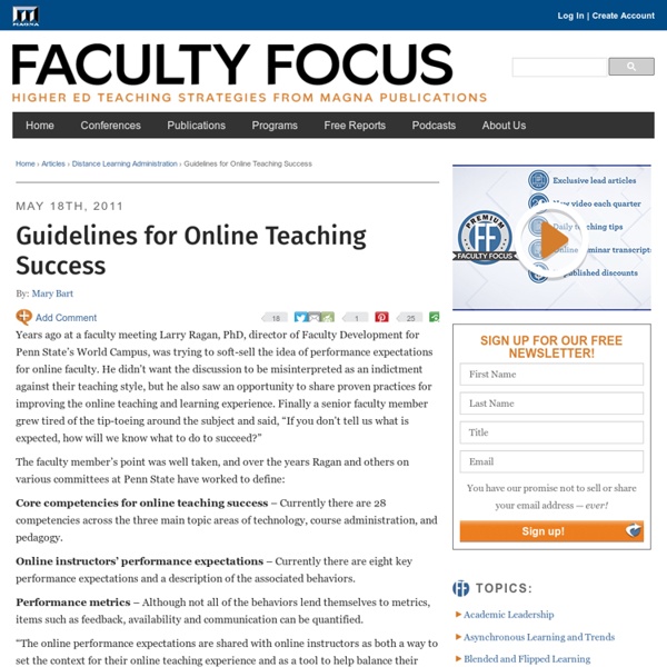 Guidelines for Online Teaching Success
