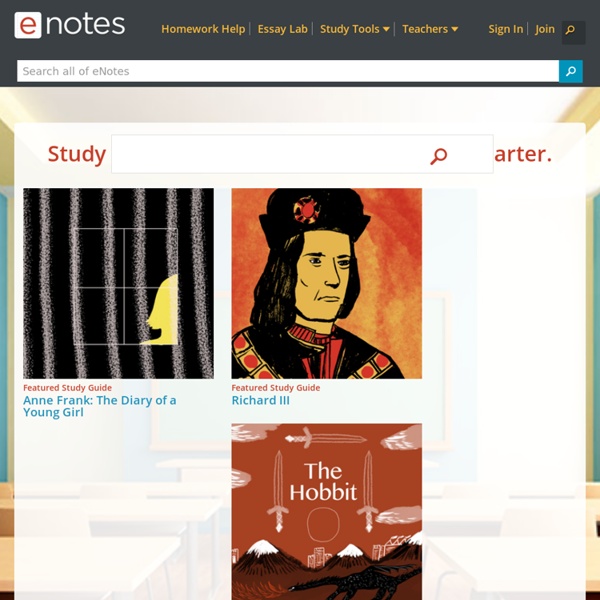 eNotes - Literature Study Guides, Lesson Plans, and More.