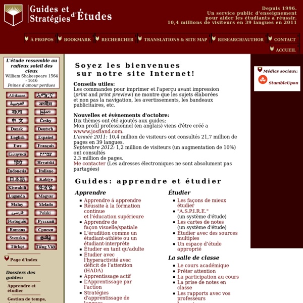 Guides et Stratégies d'Études; Formations