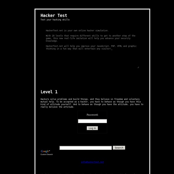 Hacker Test: A site to test and learn about web hacking