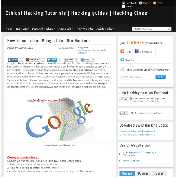 How To Search On Google Like Elite Hackers