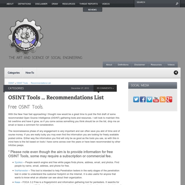 OSINT Tools - Recommendations List