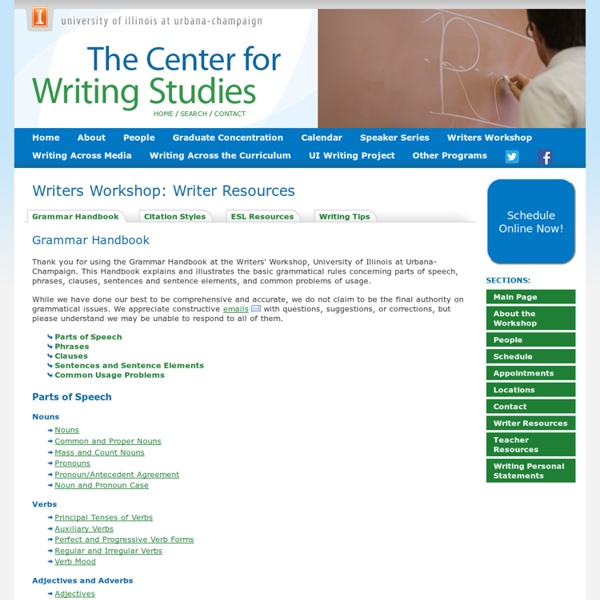 Grammar Handbook « Writers Workshop: Writer Resources « The Center for Writing Studies, Illinois