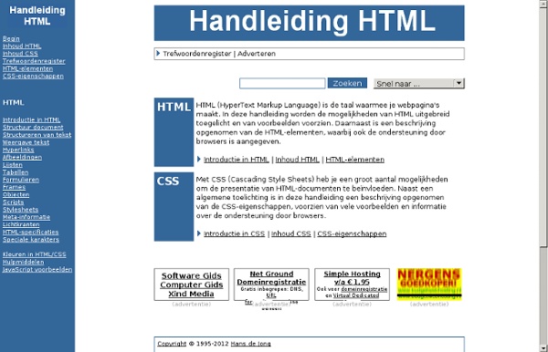 Handleiding HTML - De Nederlandse informatiebron op het gebied van HTML en CSS