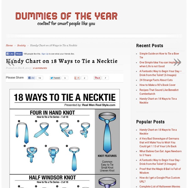 Handy Chart on 18 Ways to Tie a Necktie