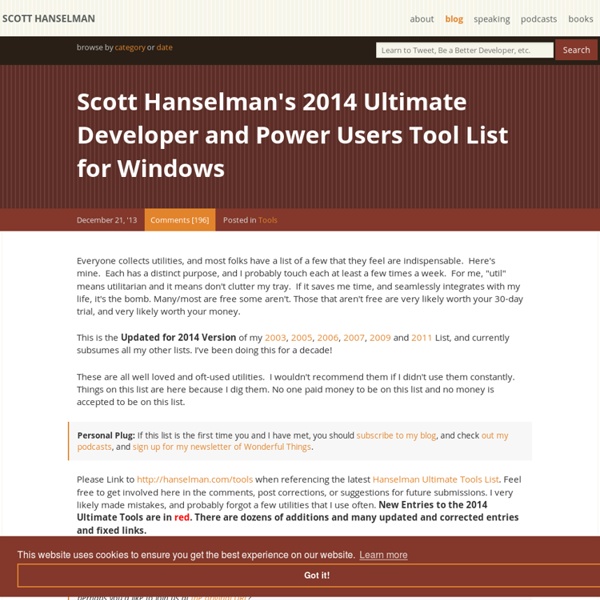Scott Hanselman&#039;s Computer Zen - Scott Hanselman&#039;s 2006 Ultimate Developer and Power Users Tool List for Windows