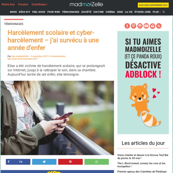 Harcèlement scolaire et cyber-harcèlement témoignage Mademoiselle
