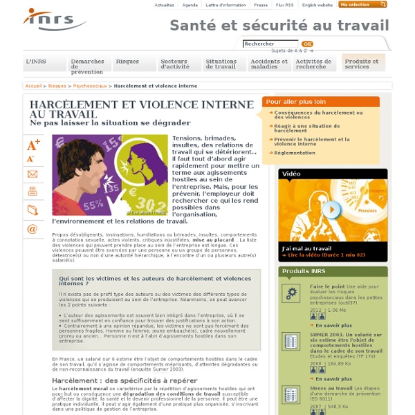 Harcèlement et violence interne au travail
