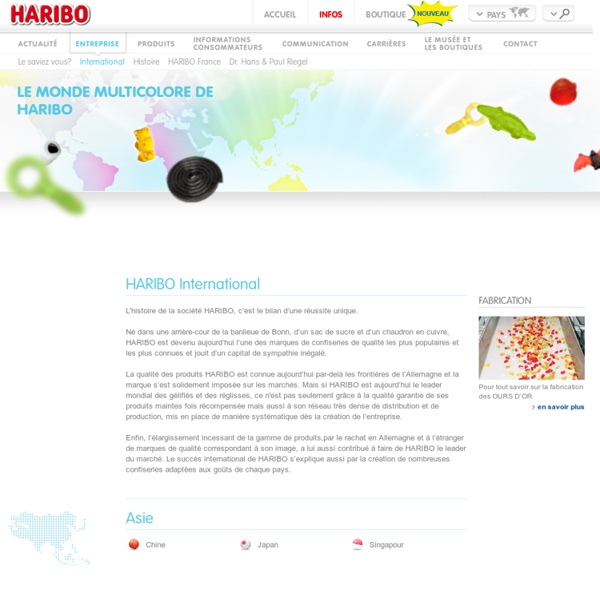 HARIBO international et dans le monde entier - Tous les sites et filiales