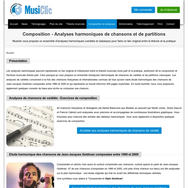 Analyses harmoniques de chansons et de partitions - Composition et écriture musicale