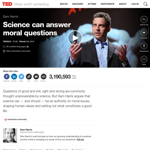 Sam Harris: Science can answer moral questions