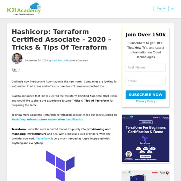 Hashicorp: Terraform Certified Associate-2020–Tricks & Tips Of Terraform