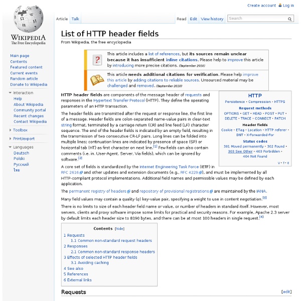 List of HTTP headers