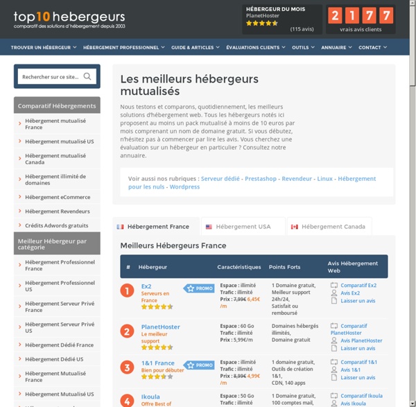 Hébergement web - LE comparateur des hébergeurs