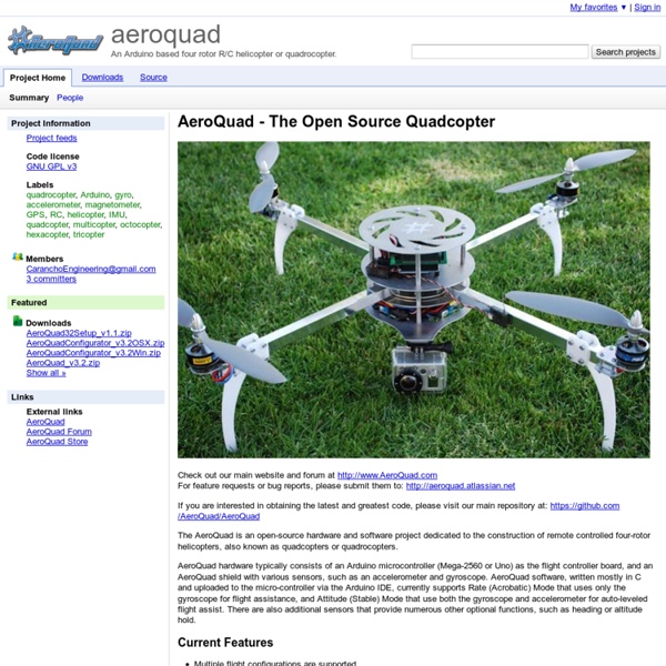 Aeroquad - An Arduino based four rotor R/C helicopter or quadrocopter.