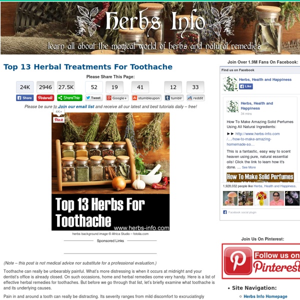 Top 13 Herbal Treatments For Toothache Pearltrees