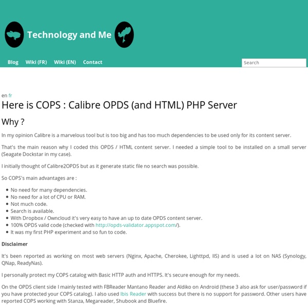 Here is COPS : Calibre OPDS (and HTML) PHP Server - Technology and me