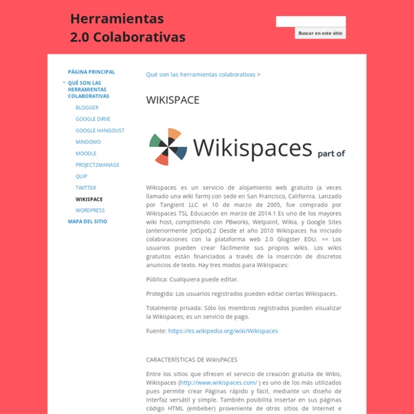 WIKISPACE - Herramientas 2.0 Colaborativas