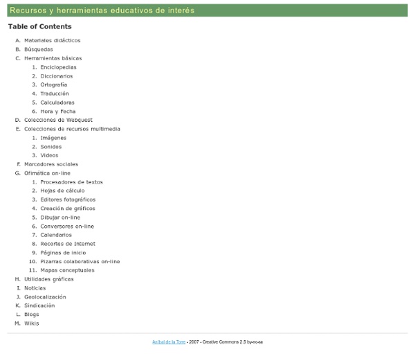 Recursos y herramientas educativos de interés - Table of Contents