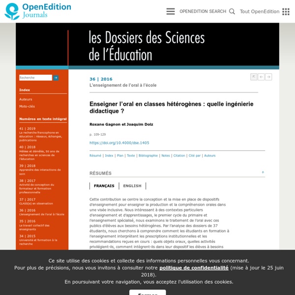 Enseigner l’oral en classes hétérogènes : quelle ingénierie didactique ?