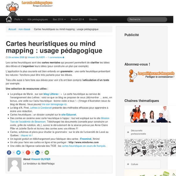 Cartes heuristiques ou mind mapping : usage pédagogique : Le blog support, on vous aide !