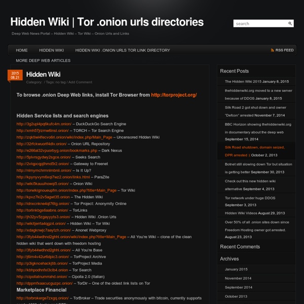 Tor .onion urls directories