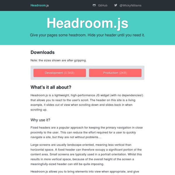 Hide your header on scroll - Headroom.js