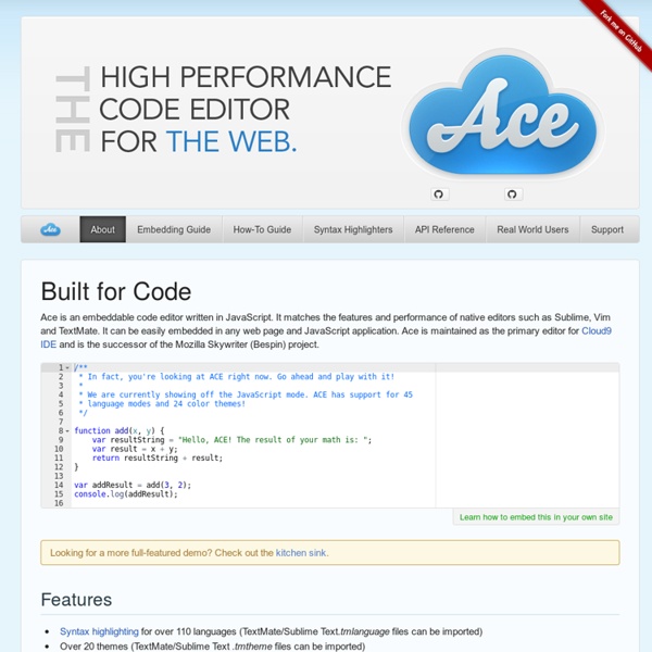 Ace - The High Performance Code Editor for the Web