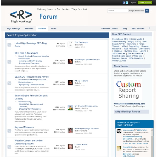 High Rankings Search Engine Optimization Forum