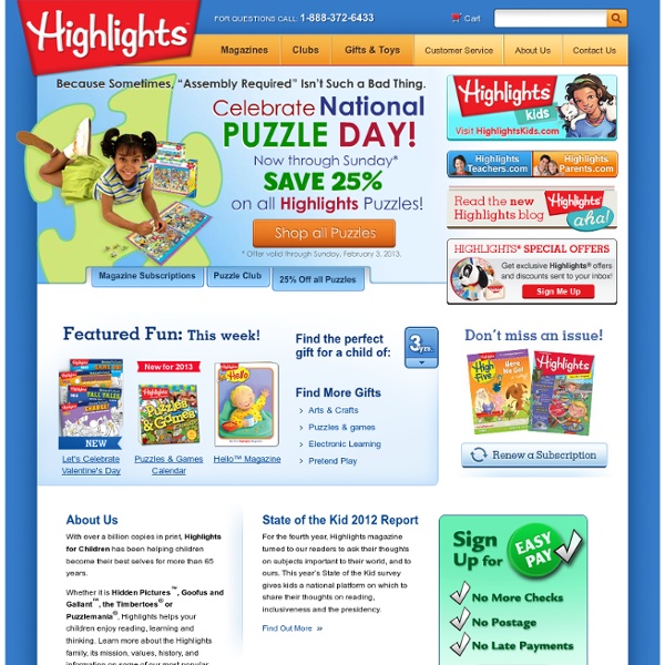 Highlights for Children - Magazines, Puzzle Book Clubs, Games, Gifts & Toys