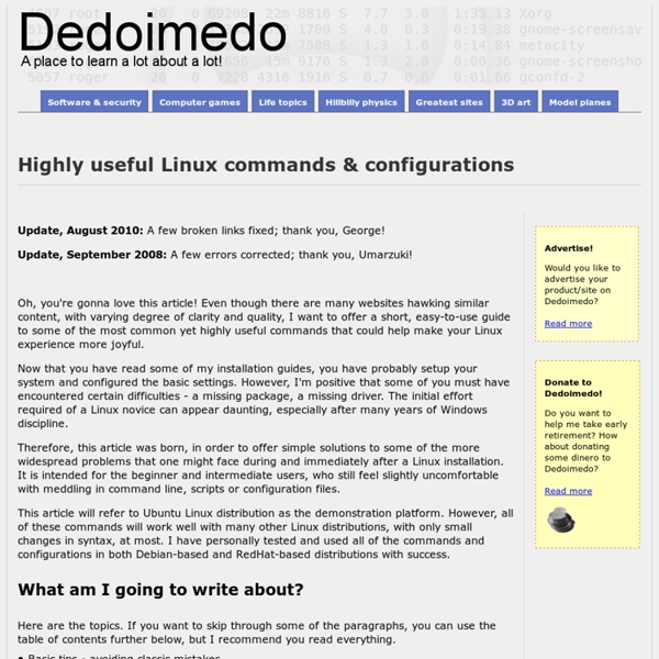 Highly useful Linux commands & configurations