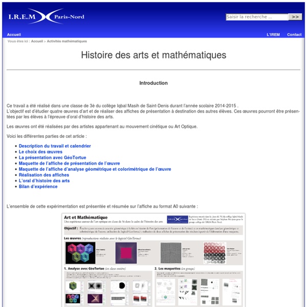 Histoire des arts et mathématiques