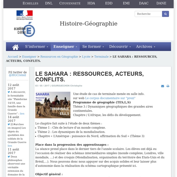Histoire-géographie - LE SAHARA : RESSOURCES, ACTEURS, CONFLITS.