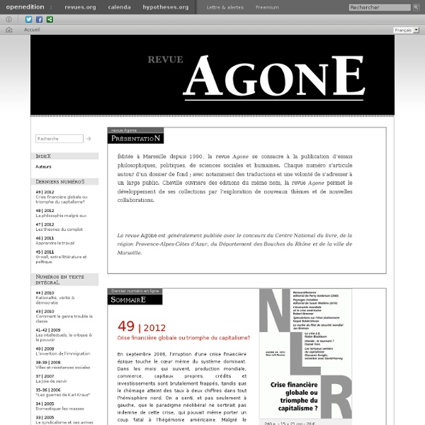 Revue Agone - Histoire, Politique & Sociologie