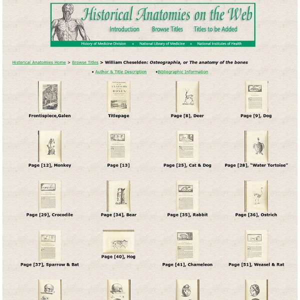Historical Anatomies on the Web: William Cheselden Home